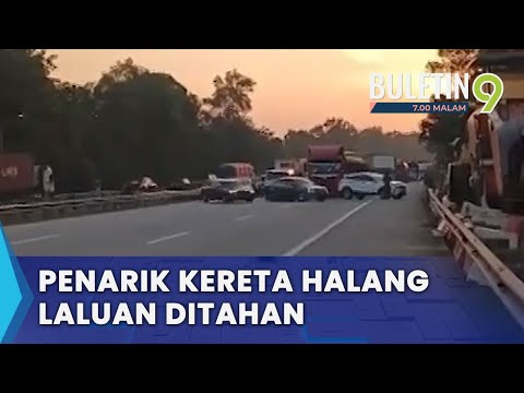 Polis Tahan Penarik Kereta Halang Laluan Di Lebuh Raya