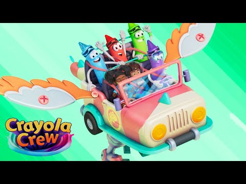 Riding in a FLYING TRUCK WITH FEET!! @CrayolaCrewOfficial | Fun & Imaginative Cartoons for Kids