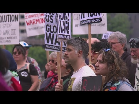 YouTube video thumbnail: ‘We are Here to say no’: Anti-war Protest Held in Portland After US Military Strikes in Iran