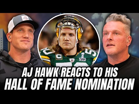 AJ Hawk's Live Reaction To Being Nominated For The Pro Football Hall Of Fame | Pat McAfee Show