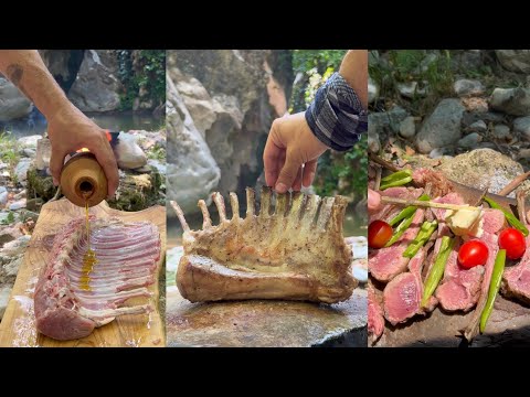 Lamb Chops On The Rock | Bushcraft Style Cooking | ASMR