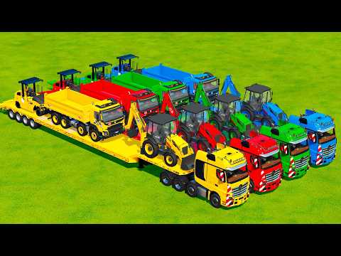 TRANSPORTING DUMP TRUCKS, EXCAVATORS & ROAD ROLLERS WITH BIG TRUCKS! Farming Simulator 22