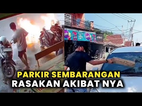 Auto Kena Karma,Akibat Parkir Sembarangan Berujung Kena Batu Nya