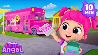 Wheels on the PINK Bus! 🩷🚌 Little Angel | Nursery Rhymes for Babies