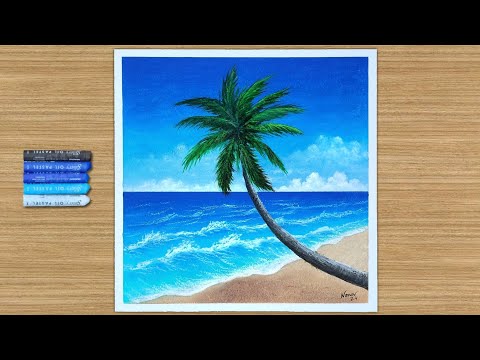 Oil Pastel Drawing for Beginners Step by Step / Ocean Scenery Drawing / Seascape