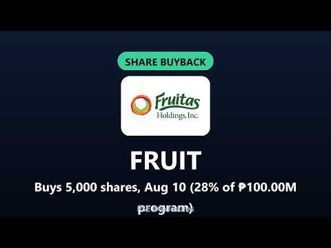 FRUIT: Buys 5,000 shares, Aug 10 (28% of PHP 100.00M program) #Shorts
