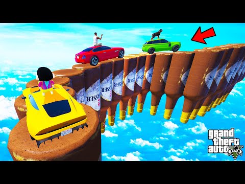 FRANKLIN TRIED UPSIDE DOWN BOTTLES PARKOUR RAMP CHALLENGE GTA 5 | SHINCHAN and CHOP