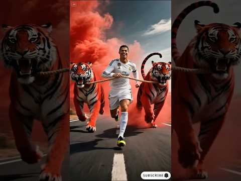 Messi, Neymar & Mbappé's Lion vs Ronaldo's Tigers #ronaldo #goat #messi #ronaldoai #aifunnyshorts