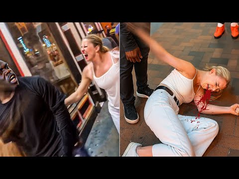 Karen HARASSES Him Then Gets KNOCKED OUT COLD!