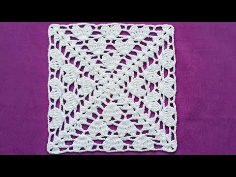 Cuadrado, carpeta de❤ Corazones❤a Crochet/Video tutorial de Ganchillo/Crochet granny square patterns