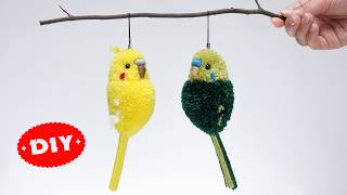 🦜 Diy Cute Parrots Yarn Pom Pom 🧶 How to make Parrot out of Yarn 🦜