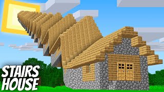 I found a STAIRS VILLAGER HOUSE in Minecraft ! What's INSIDE the LONGEST VILLAGER HOUSE ?