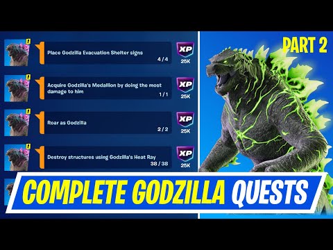 Fortnite Complete Godzilla Quests (Part 2) - How to EASILY Complete Godzilla Monsterverse Quests