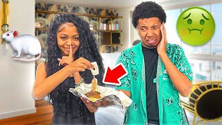 I PUT A RAT IN MYKEL’S FOOD TO SEE HIS REACTION😱(HE FREAKED OUT)