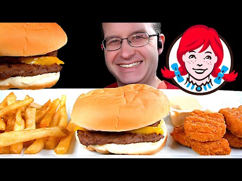 ASMR WENDY'S CHEESEBURGER MUKBANG EATING SOUNDS