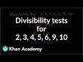 Divisibility Tests for Numbers 2 to 10