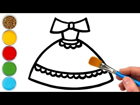How to Draw a Dress Drawing and Painting for Kids | 子供のためのドレスの描画と絵画を描く方法
