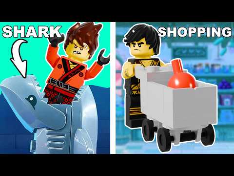 I Built a Day in the Life of LEGO Ninjago | Shopping, Shark Attack, Painting, Soccer, and More!