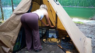 SOLO SURVIVAL in the MOUNTAINS CAMPING ASMR SKINNY DIPPING
