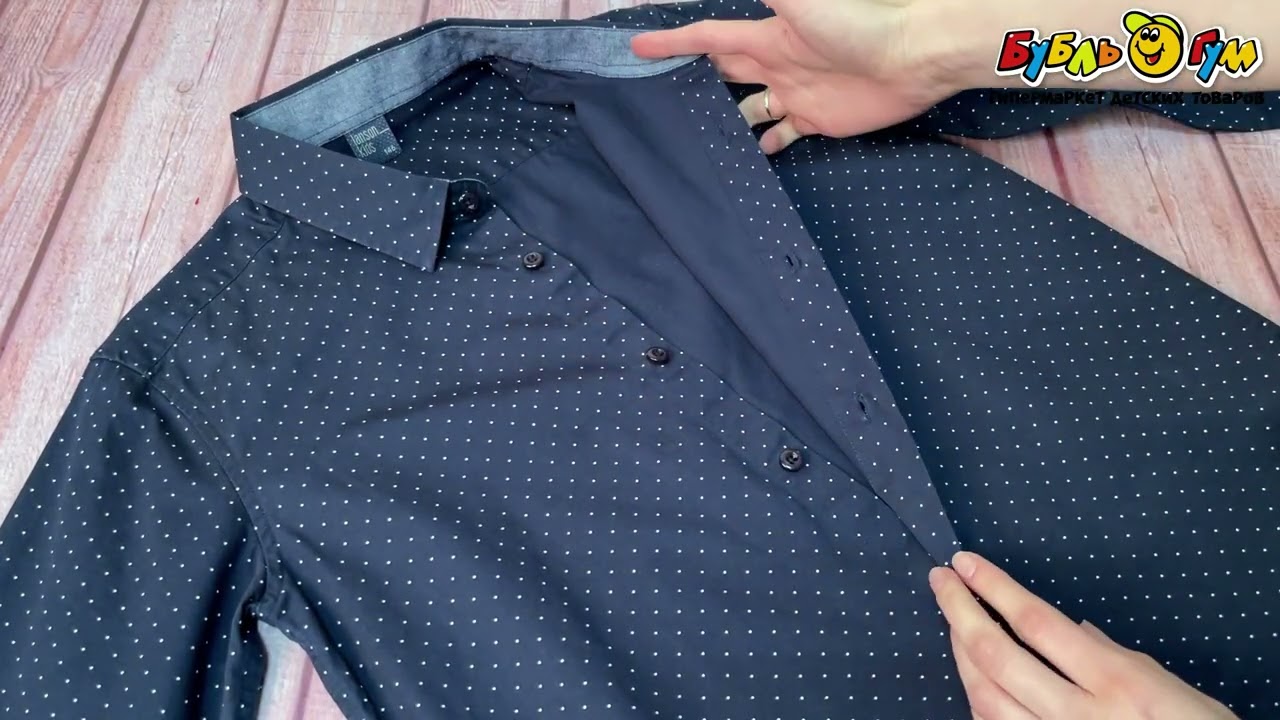 Рубашка Lanson Kids темно-синяя в белый горошек - видео