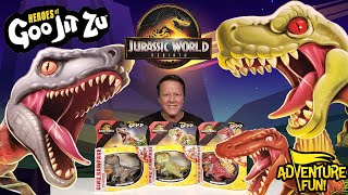 Jurassic World Rebirth T-Rex, Velociraptor Heroes of Goo Jit Zu Dino Rampage Toy Review!