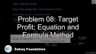 Problem 08: Target Profit; Equation and Formula Method