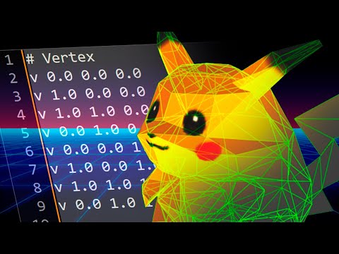 Modelé un Pikachu 3D usando Bloc de Notas