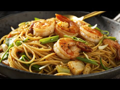 Sagen Sie Nein zu einfachen Garnelen braten! Leckere asiatische Garnelen Chow Mein
