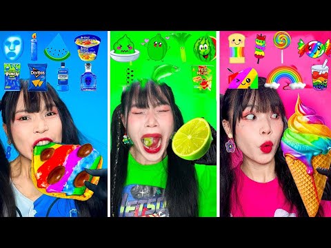 Eating Only ONE Color Food Challenge 🥵 Rainbow Food, Jelly, Pop It, Spicy Food #2