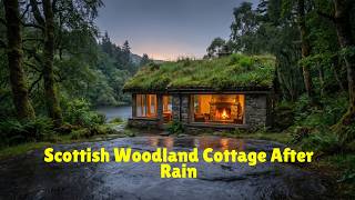 Scottish Woodland Cottage After Rain | Cozy Fireplace Ambience for Deep Sleep
