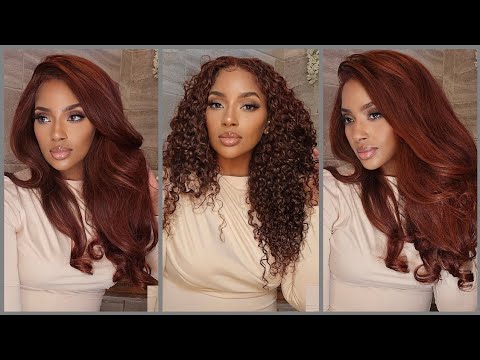 🔥2025 CHERRY BOMB! BEST GLUELESS CURLY WIG INSTALL + 3 STYLES | C-SHAPED  SKIN MELT |  UNICE HAIR