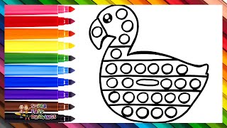 Draw and Color a Flamingo Float POP IT 🦩🔴🟠🟡🟢🔵🟣🌈 Drawings for Kids