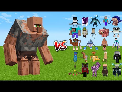 Villager Mega Golem vs All Minecraft Bosses - Minecraft Mob Battle