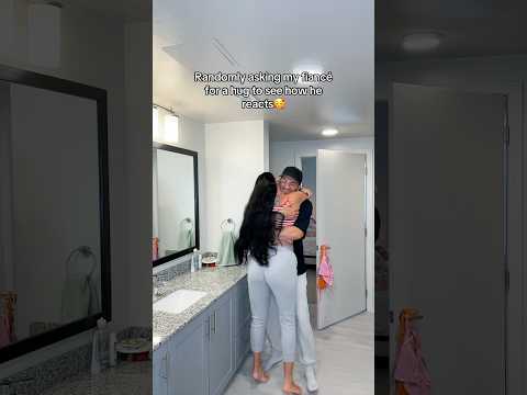Randomly asking my fiancé for a hug to see how he reacts… #couple #couplegoals
