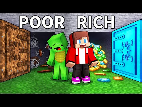 JJ and Mikey: POOR vs RICH Pick a Bunker Battle in Minecraft - Maizen