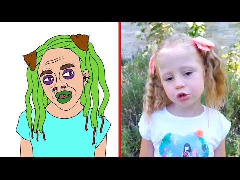 Nastya and her family are having fun by the pool funny drawing meme