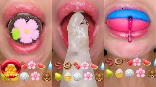 ASMR Satisfying Eating Emoji Food Challenge Wax Candy Fondant Frozen Honey