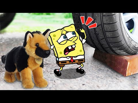 No God, Please No Crushing Spongebob's Dog Toy 🚓 Crushing Crunchy & Soft Things by Car