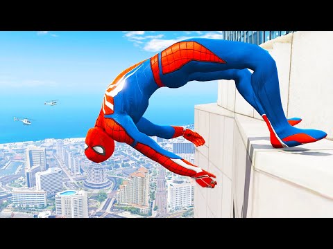 SPIDERMAN CRAZY JUMPS/FALLS #46 (GTA 5 Spider-Man Fails)