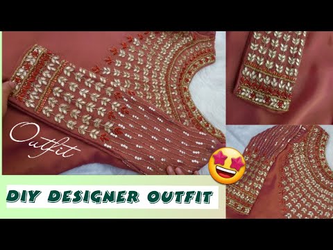 DIY Zardozi Work♥️ OUTFIT 🤩 #creativezainaz #embroiderylover #indiandesignerwear