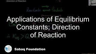 Applications of Equilibrium Constants; Direction of Reaction