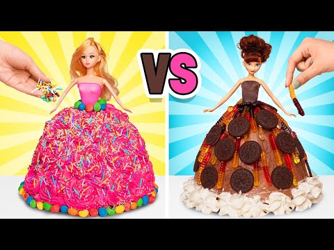 ¡Tarta Arcoíris vs. Delicia de Chocolate! || Reto Genial de Decoración de Tartas👗🍰