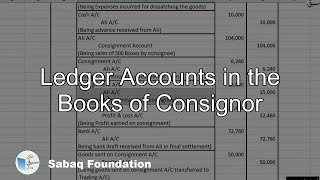 Ledger Accounts in the Books of Consignor