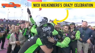 🎉 Nico Hulkenberg celebrated a P3 finish in the British Grand Prix for his first career podium