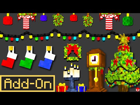 CHRISTMAS DECORATIONS ADDON For Minecraft Bedrock Survival Worlds!