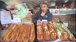 WIN $500 IF YOU CAN EAT THIS HOT DOG EATING CHALLENGE | Joel Hansen
