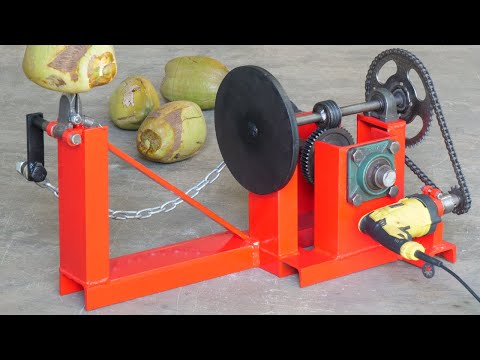 How To Make A Simple Coconut Dehusking Machine Using Drill Machine | DIY