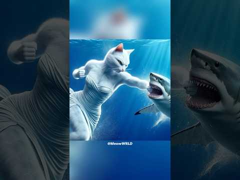 Mommy Fights Shark to Save a Kitten 🐈🦈 #cat #kitten #catlover #cute #aicat #fyp