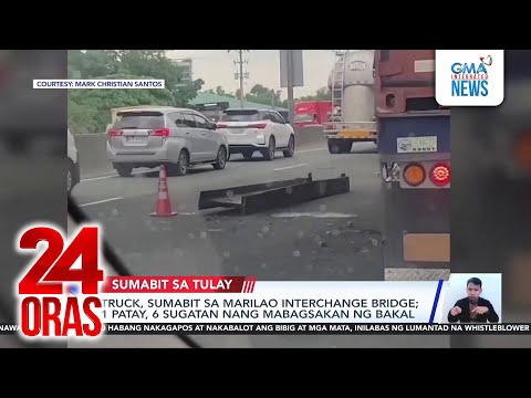 Truck, sumabit sa Marilao Interchange Bridge; 1 patay, 6 sugatan nang mabagsakan ng bakal