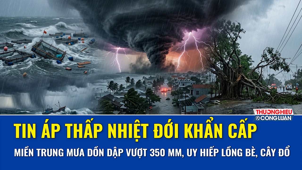Tin khẩn: Áp thấp nhiệt đới kết hợp không khí lạnh, Quảng Trị - Huế mưa dồn dập vượt 350 mm